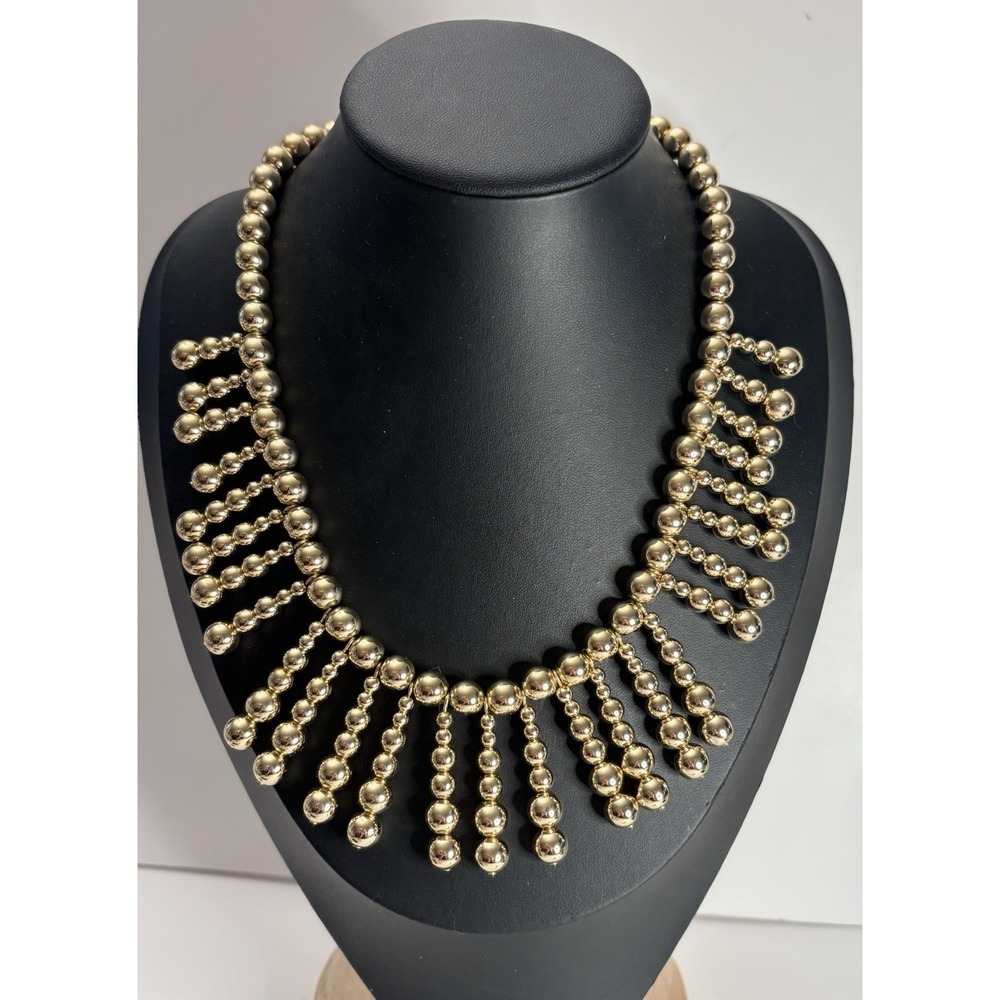 Banana Republic Bib Collar Statement Necklace Fashion Gold Tone 18 -21"